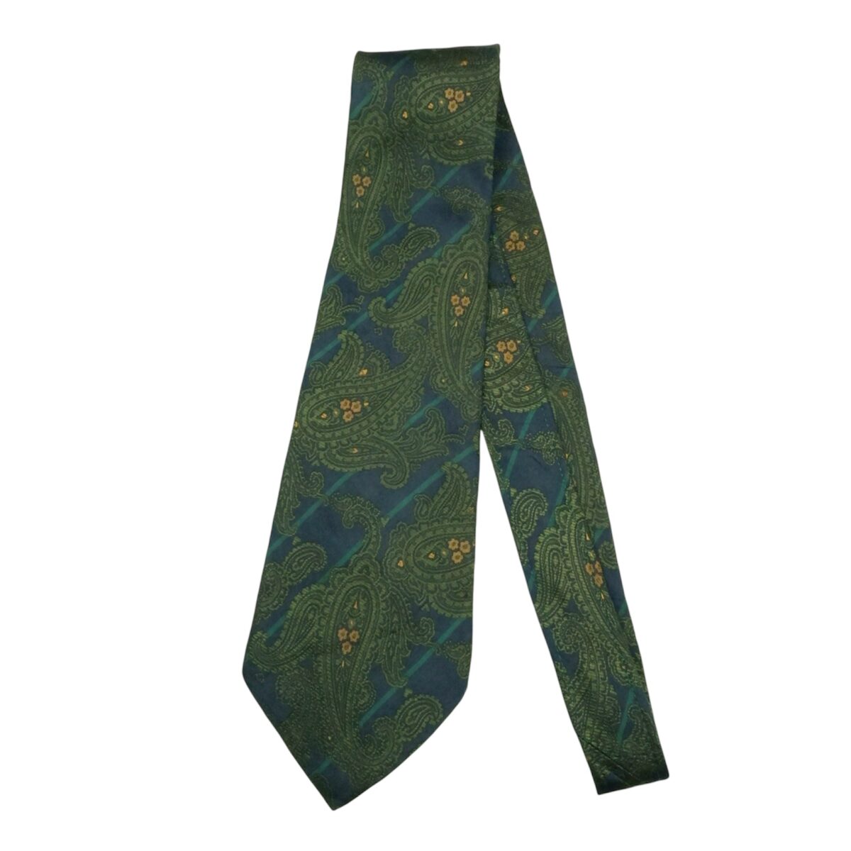 a15334 2 DAKS Tie Silk Green Paisley Japan (US Import Tax Included) มุมที่ 2