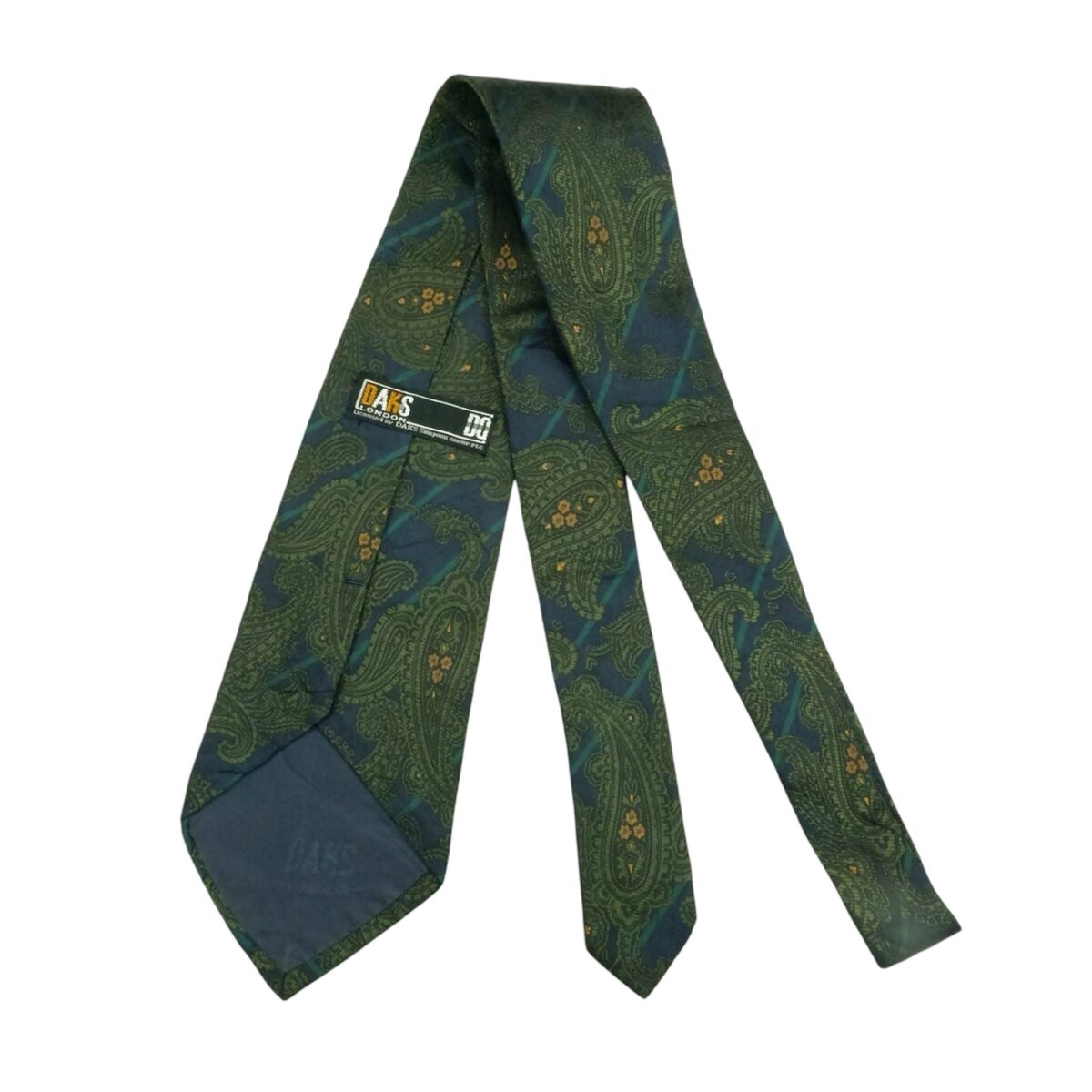a15334 3 DAKS Tie Silk Green Paisley Japan (US Import Tax Included) มุมที่ 3