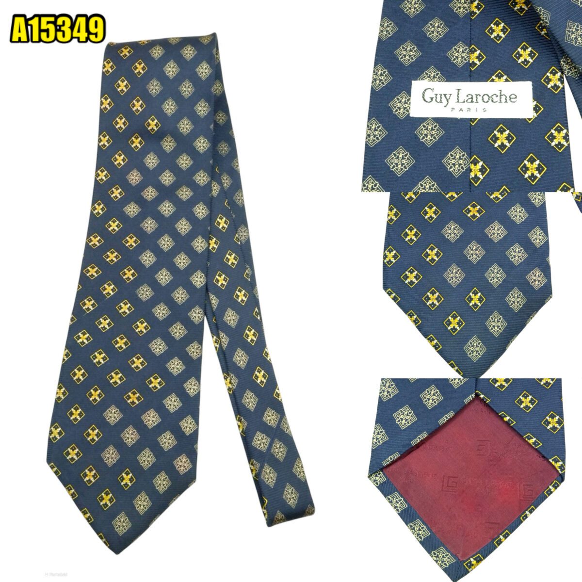 created by photogrid Guy Laroche Tie Silk Navy Geometric Korea (US Import Tax Included) มุมที่ 1