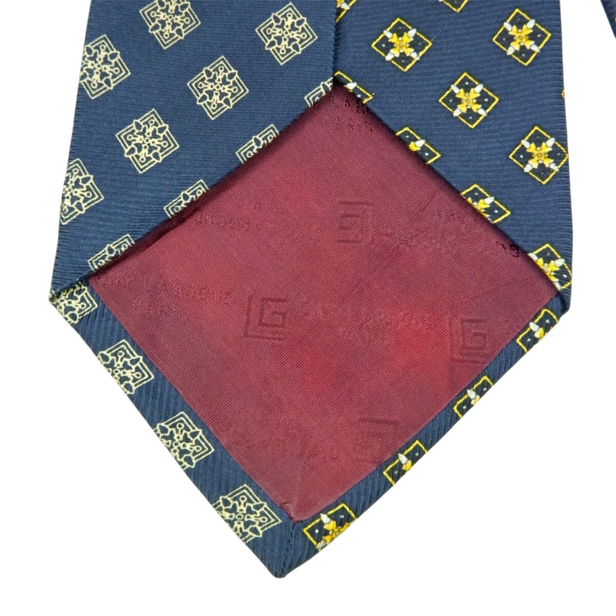 a15349 5 Guy Laroche Tie Silk Navy Geometric Korea (US Import Tax Included) มุมที่ 5