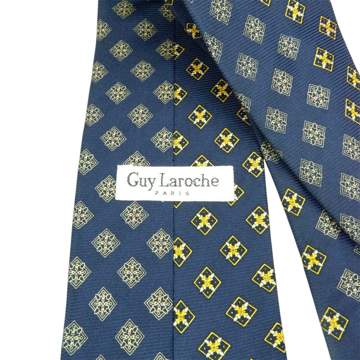 a15349 6 Guy Laroche Tie Silk Navy Geometric Korea (US Import Tax Included) มุมที่ 6