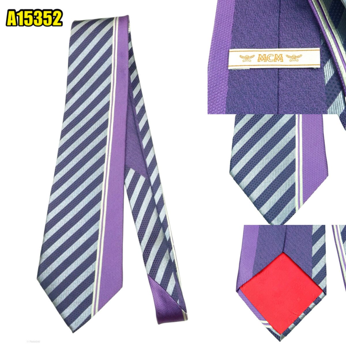created by photogrid MCM Tie PE Polyamide Purple Stripe Korea (US Import Tax Included) มุมที่ 1