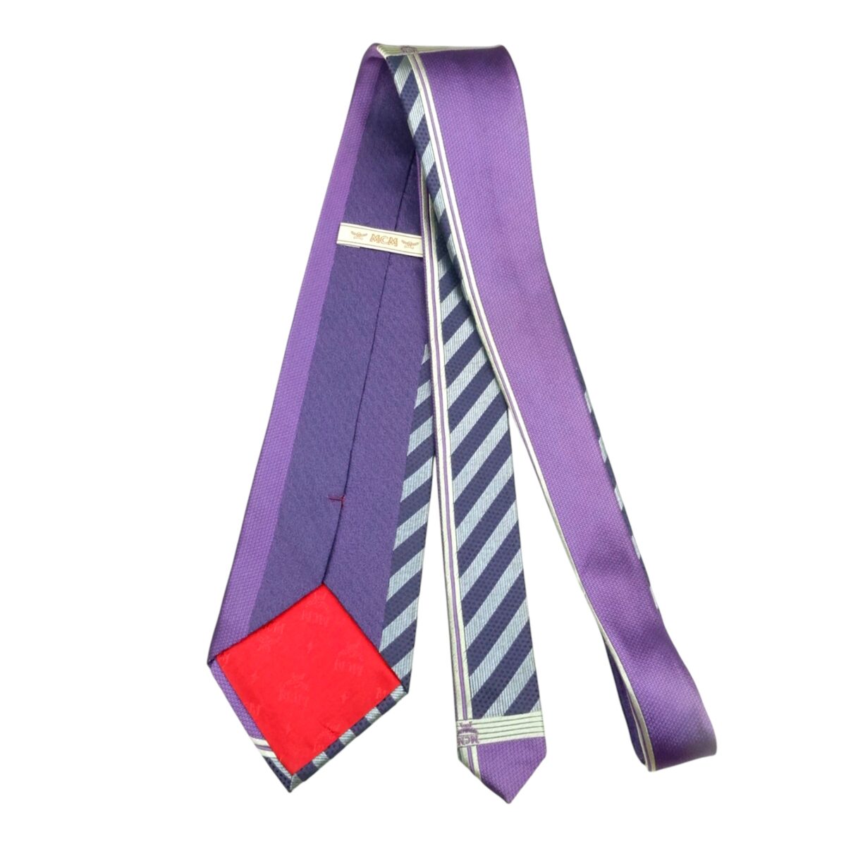 a15352 4 MCM Tie PE Polyamide Purple Stripe Korea (US Import Tax Included) มุมที่ 4