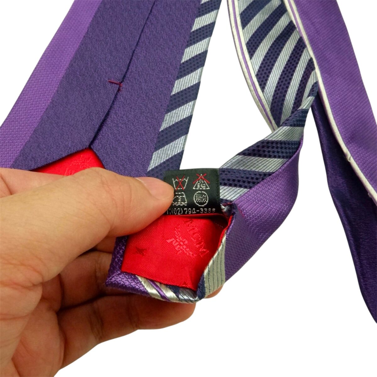 a15352 8 MCM Tie PE Polyamide Purple Stripe Korea (US Import Tax Included) มุมที่ 8
