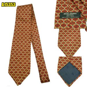 Brooks Brothers Tie Silk Brown Geometric USA (US Import Tax Included) มุมที่ 1