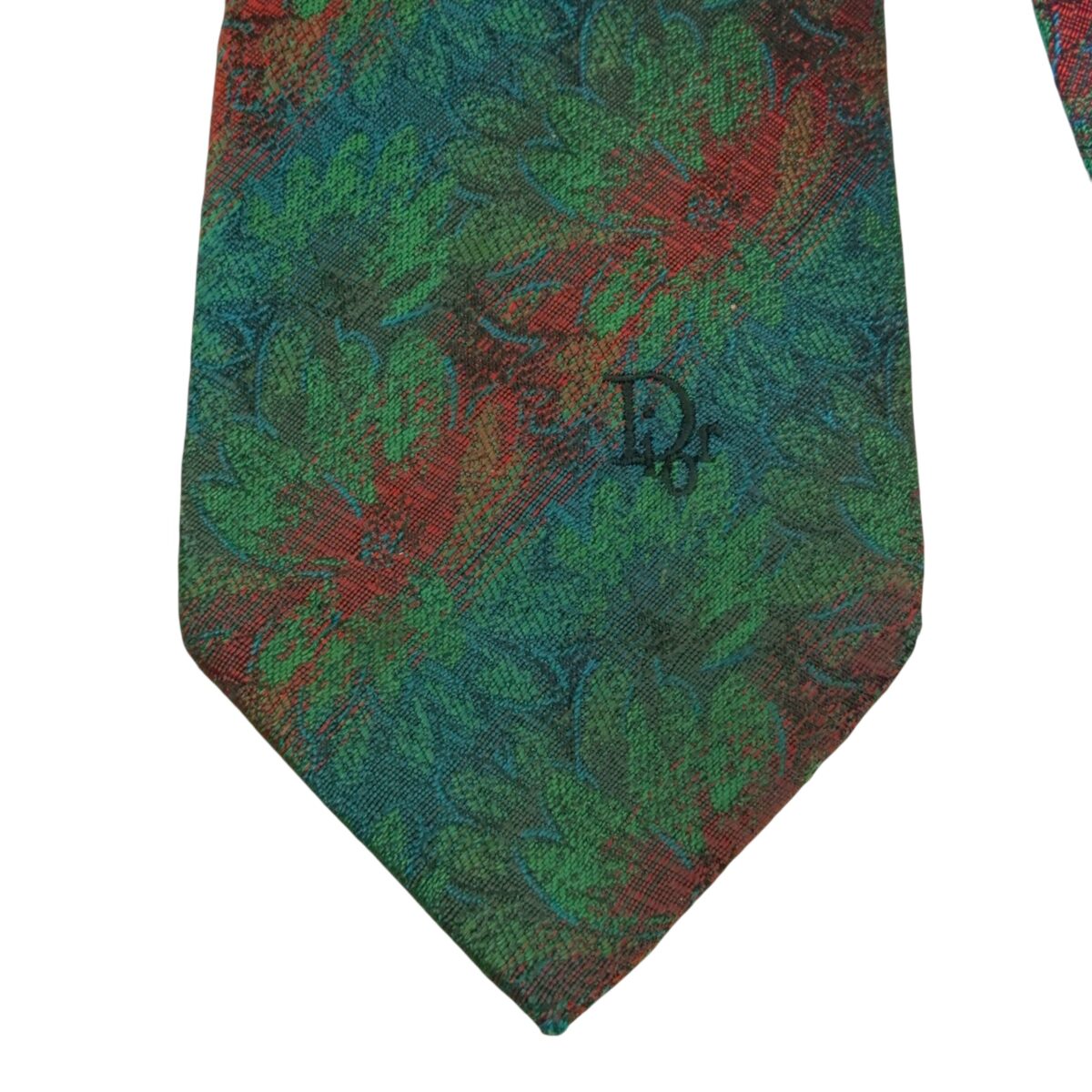 a15366 3 Christian Dior Tie Silk Green Leaf Stripe Korea (US Import Tax Included) มุมที่ 3