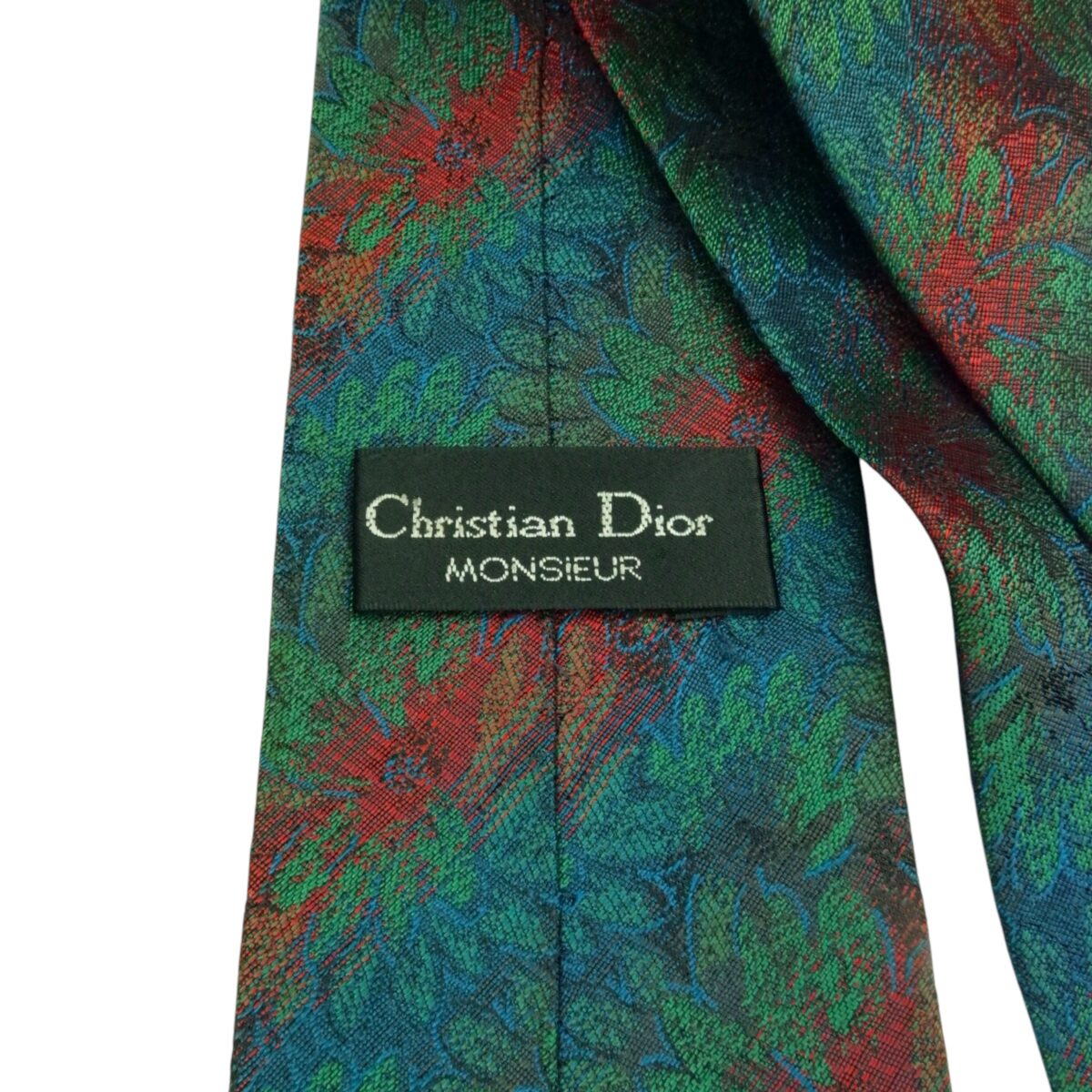 a15366 6 Christian Dior Tie Silk Green Leaf Stripe Korea (US Import Tax Included) มุมที่ 6