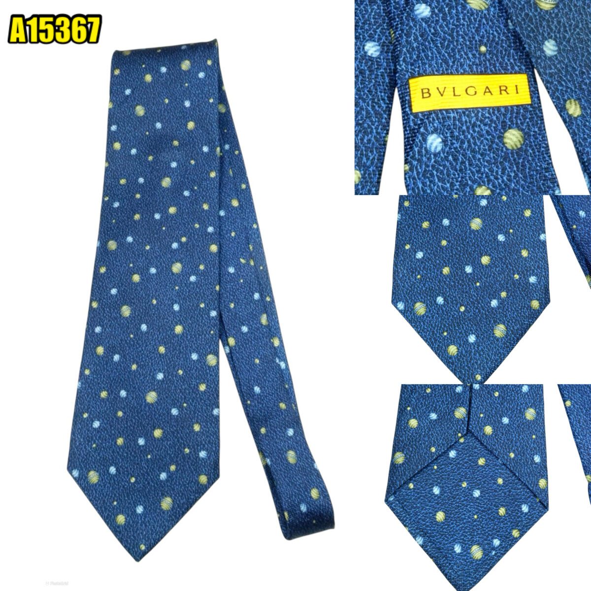 Bvlgari Tie Silk Blue Italy (US Import Tax Included) | mesabb clothing Bvlgari Tie Silk Blue Italy (US Import Tax Included) มุมที่ 1