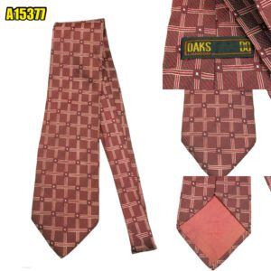 DAKS Tie Silk Maroon Geometric Korea (US Import Tax Included) มุมที่ 1