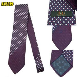 DAKS Tie Silk Purple White Dot Korea (US Import Tax Included) มุมที่ 1