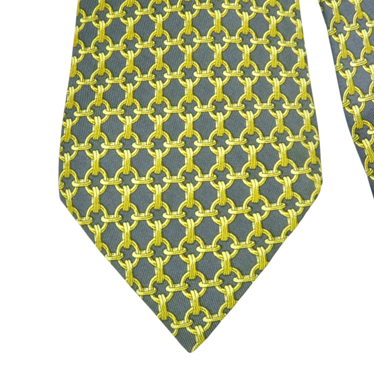 Hermes Tie Silk Gray Yellow Geometric France (US Import Tax Included) | mesabb clothing Hermes Tie Silk Gray Yellow Geometric France (US Import Tax Included) มุมที่ 3