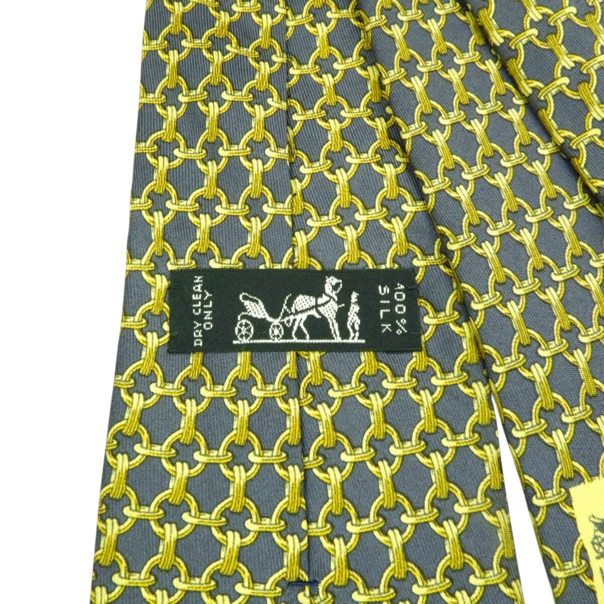 Hermes Tie Silk Gray Yellow Geometric France (US Import Tax Included) | mesabb clothing Hermes Tie Silk Gray Yellow Geometric France (US Import Tax Included) มุมที่ 6