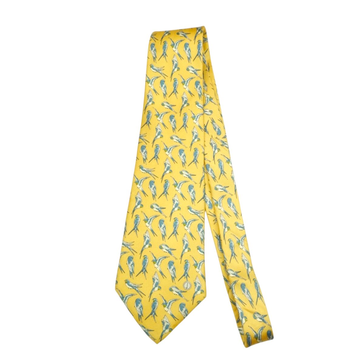 a15408 2 Dunhill Tie Silk Yellow Bird Italy (US Import Tax Included) มุมที่ 2