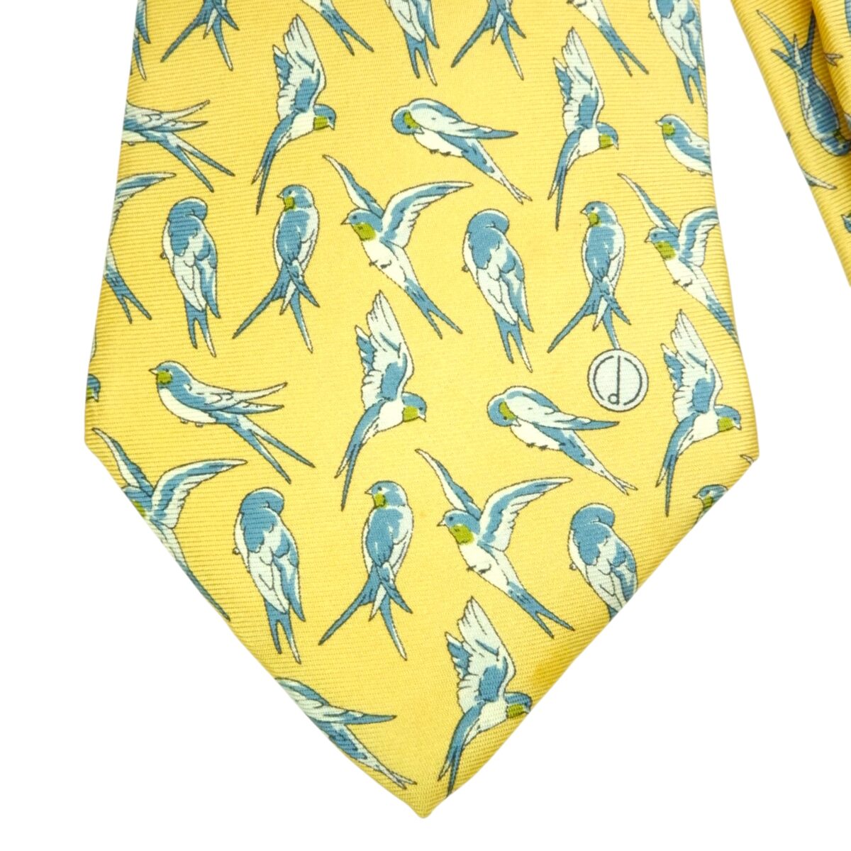 a15408 3 Dunhill Tie Silk Yellow Bird Italy (US Import Tax Included) มุมที่ 3