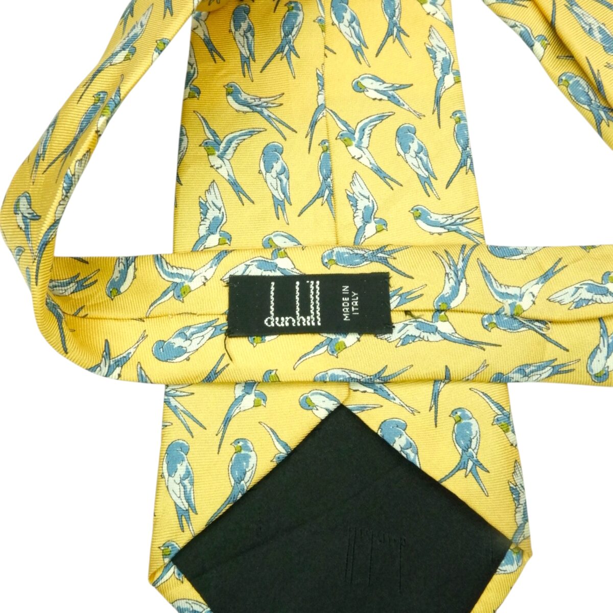 a15408 6 Dunhill Tie Silk Yellow Bird Italy (US Import Tax Included) มุมที่ 6