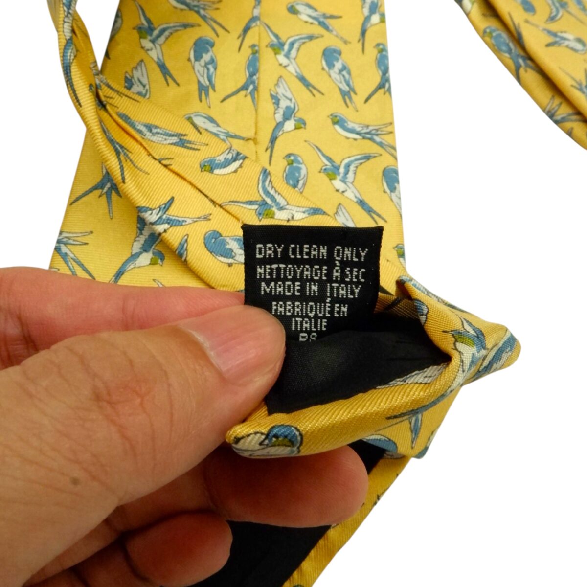 a15408 8 Dunhill Tie Silk Yellow Bird Italy (US Import Tax Included) มุมที่ 8