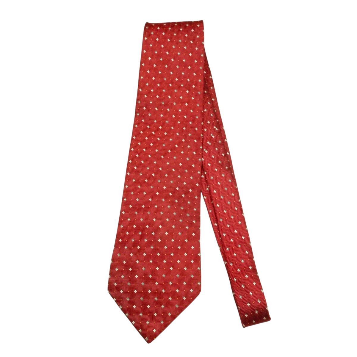 a15411 2 Burberry Tie Silk Red Silver Dot Japan (US Import Tax Included) มุมที่ 2