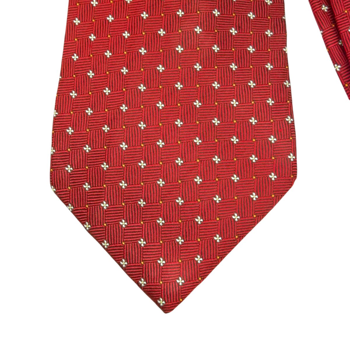 a15411 3 Burberry Tie Silk Red Silver Dot Japan (US Import Tax Included) มุมที่ 3