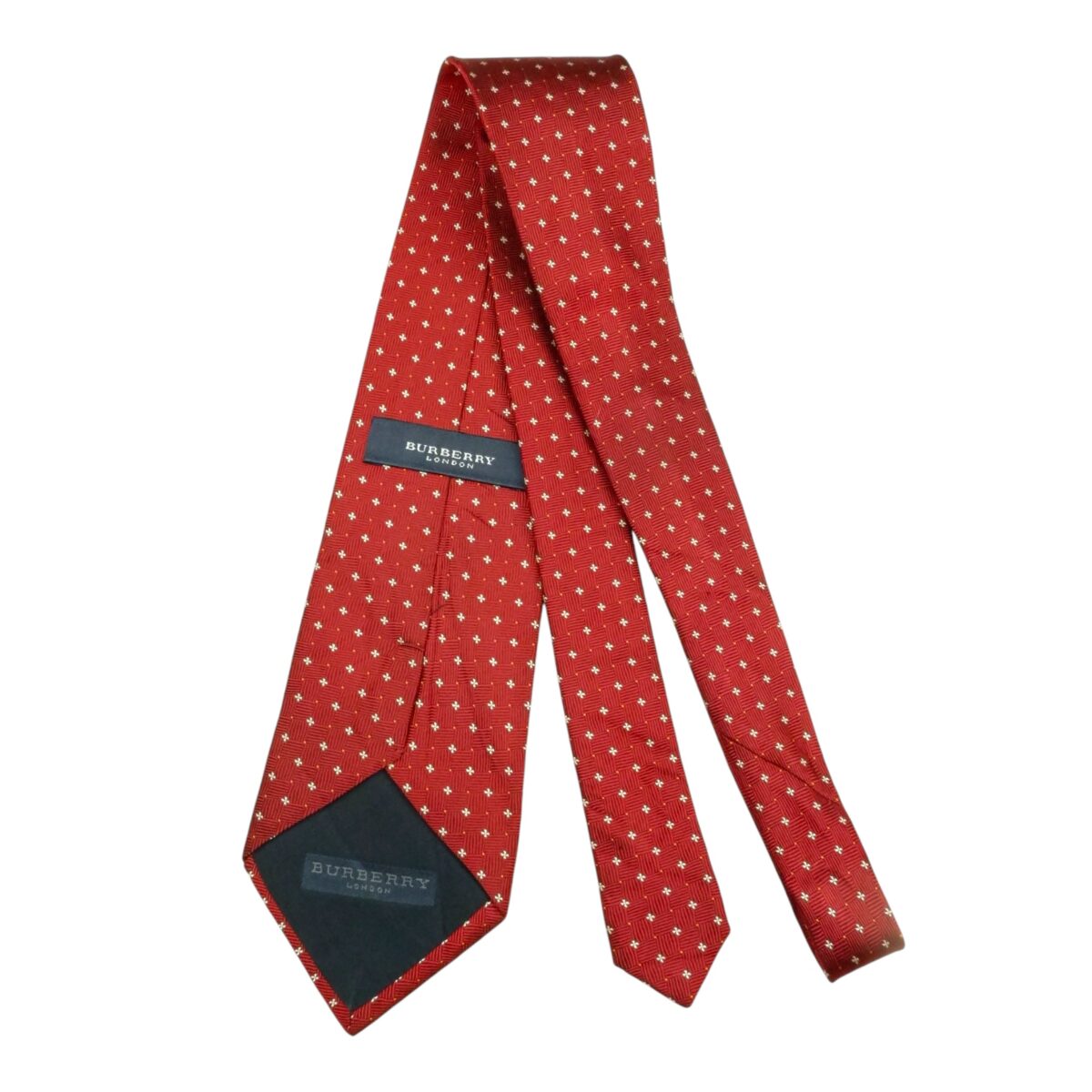 a15411 4 Burberry Tie Silk Red Silver Dot Japan (US Import Tax Included) มุมที่ 4