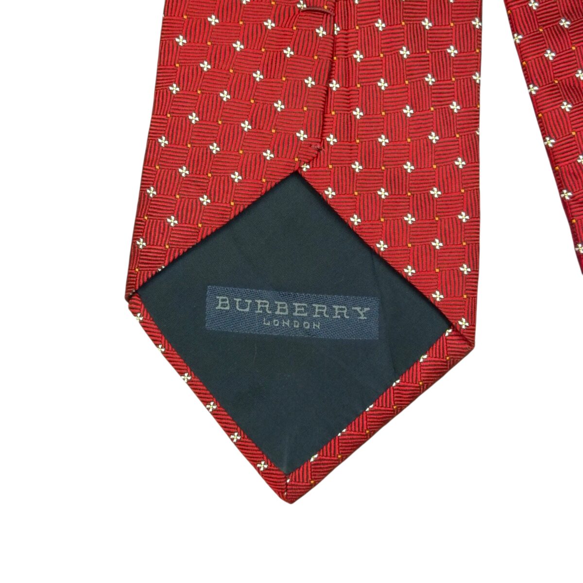 a15411 5 Burberry Tie Silk Red Silver Dot Japan (US Import Tax Included) มุมที่ 5