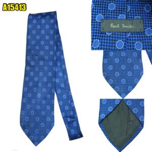 Paul Smith Tie Silk Blue Geometric Italy (US Import Tax Included) มุมที่ 1