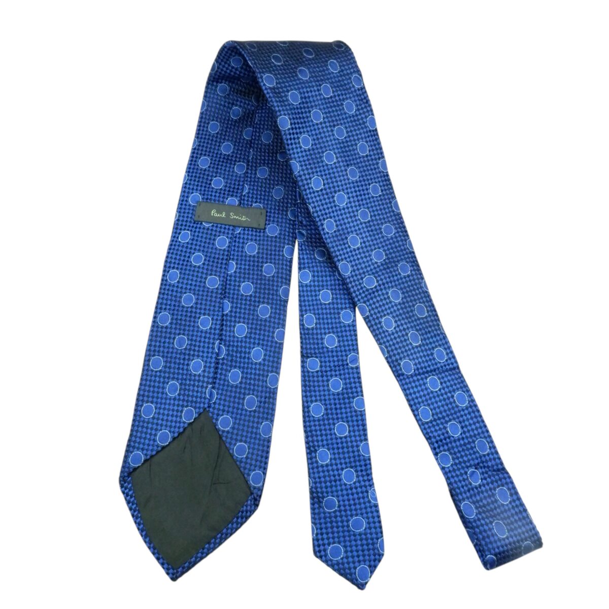 Paul Smith Tie Silk Blue Geometric Italy (US Import Tax Included) | mesabb clothing Paul Smith Tie Silk Blue Geometric Italy (US Import Tax Included) มุมที่ 4