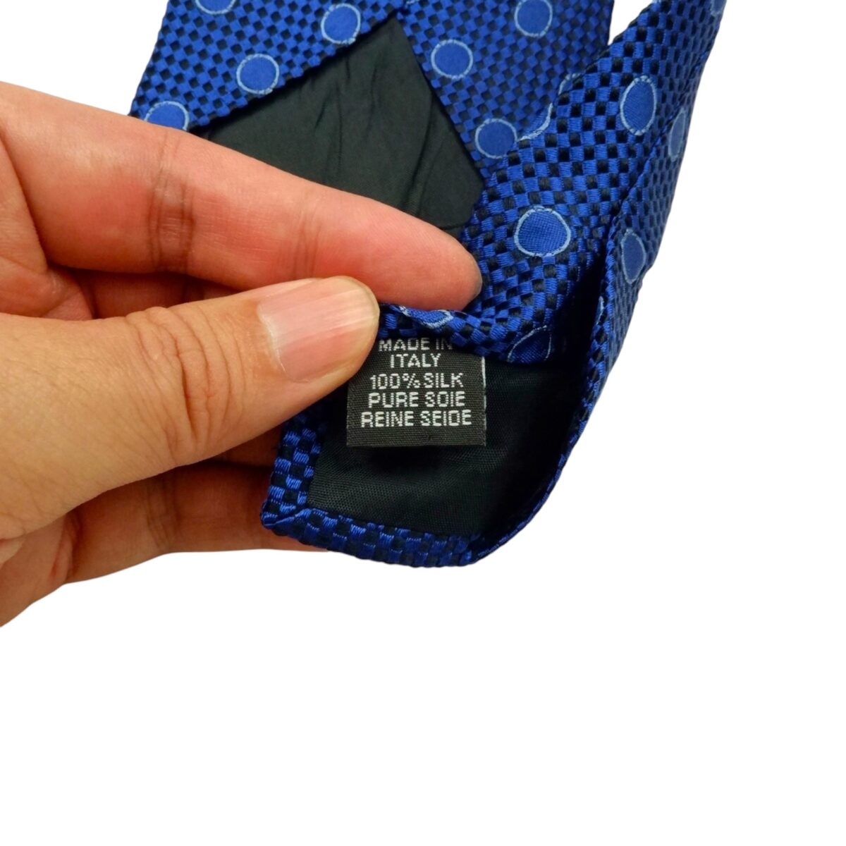 Paul Smith Tie Silk Blue Geometric Italy (US Import Tax Included) | mesabb clothing Paul Smith Tie Silk Blue Geometric Italy (US Import Tax Included) มุมที่ 7