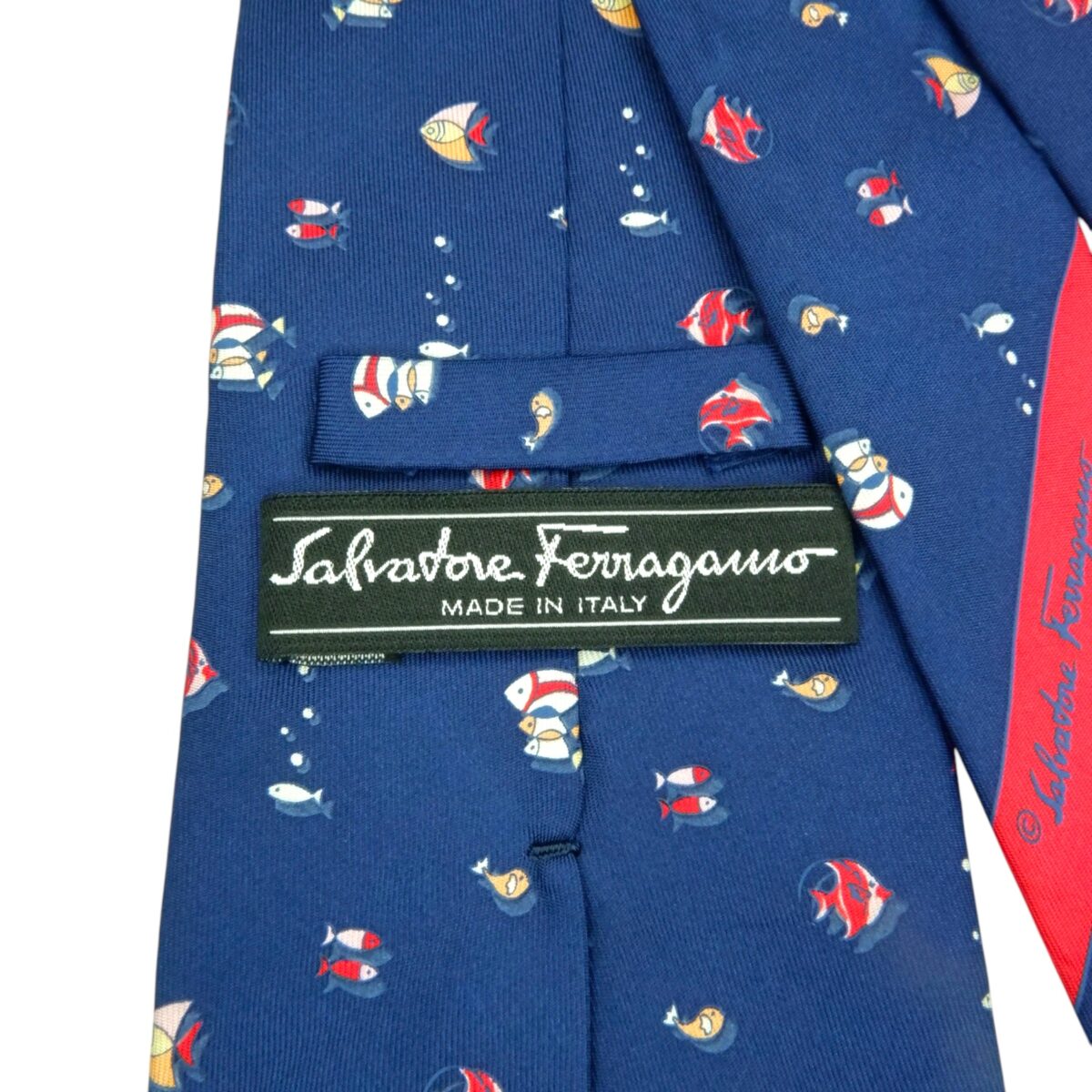 a15416 5 Salvatore Ferragamo Tie Silk Blue Italy (US Import Tax Included) มุมที่ 5
