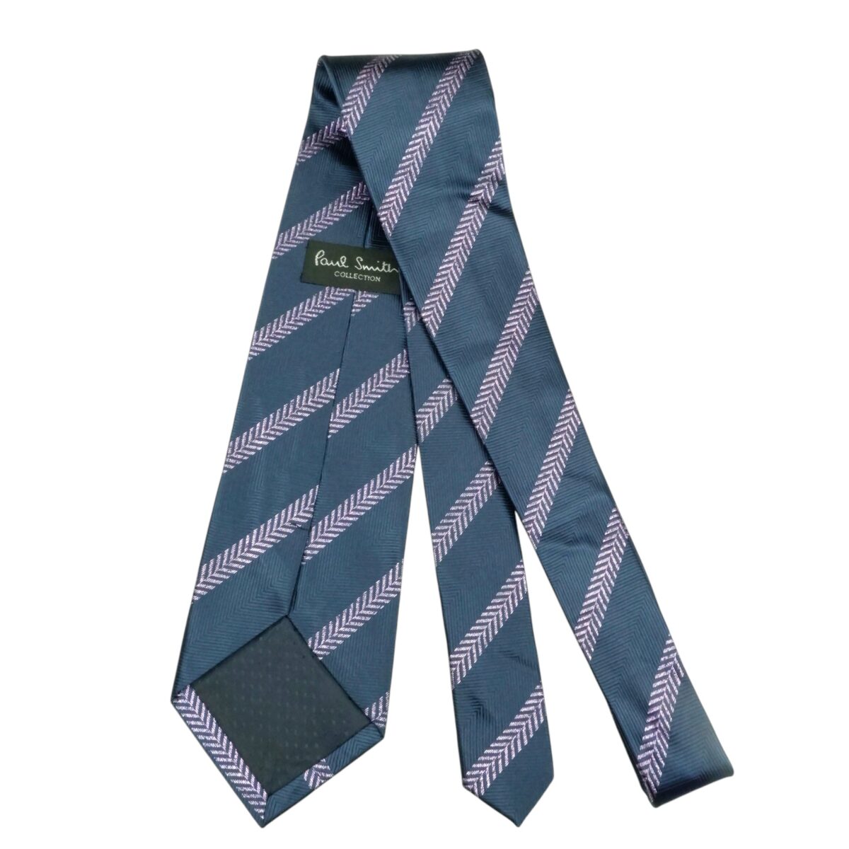 a15423 4 Paul Smith Tie Silk Navy Purple Stripe England (US Import Tax Included) มุมที่ 4