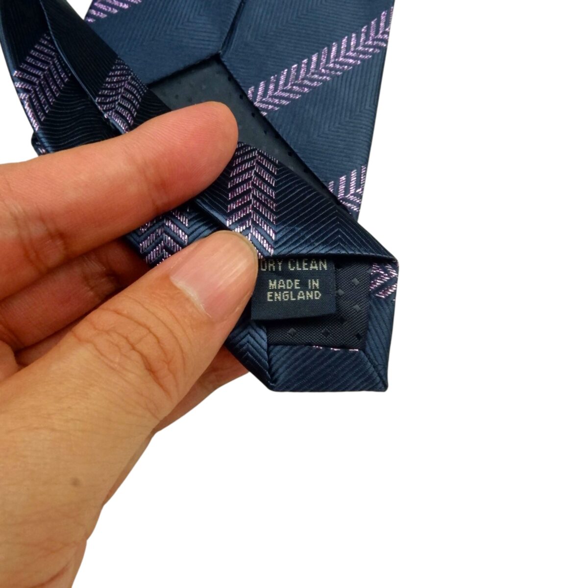 a15423 7 Paul Smith Tie Silk Navy Purple Stripe England (US Import Tax Included) มุมที่ 7