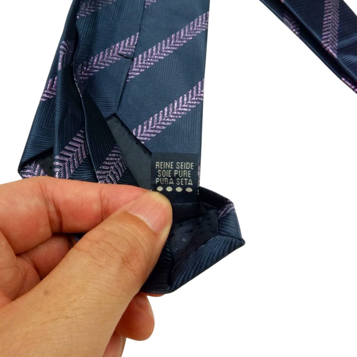 a15423 8 Paul Smith Tie Silk Navy Purple Stripe England (US Import Tax Included) มุมที่ 8