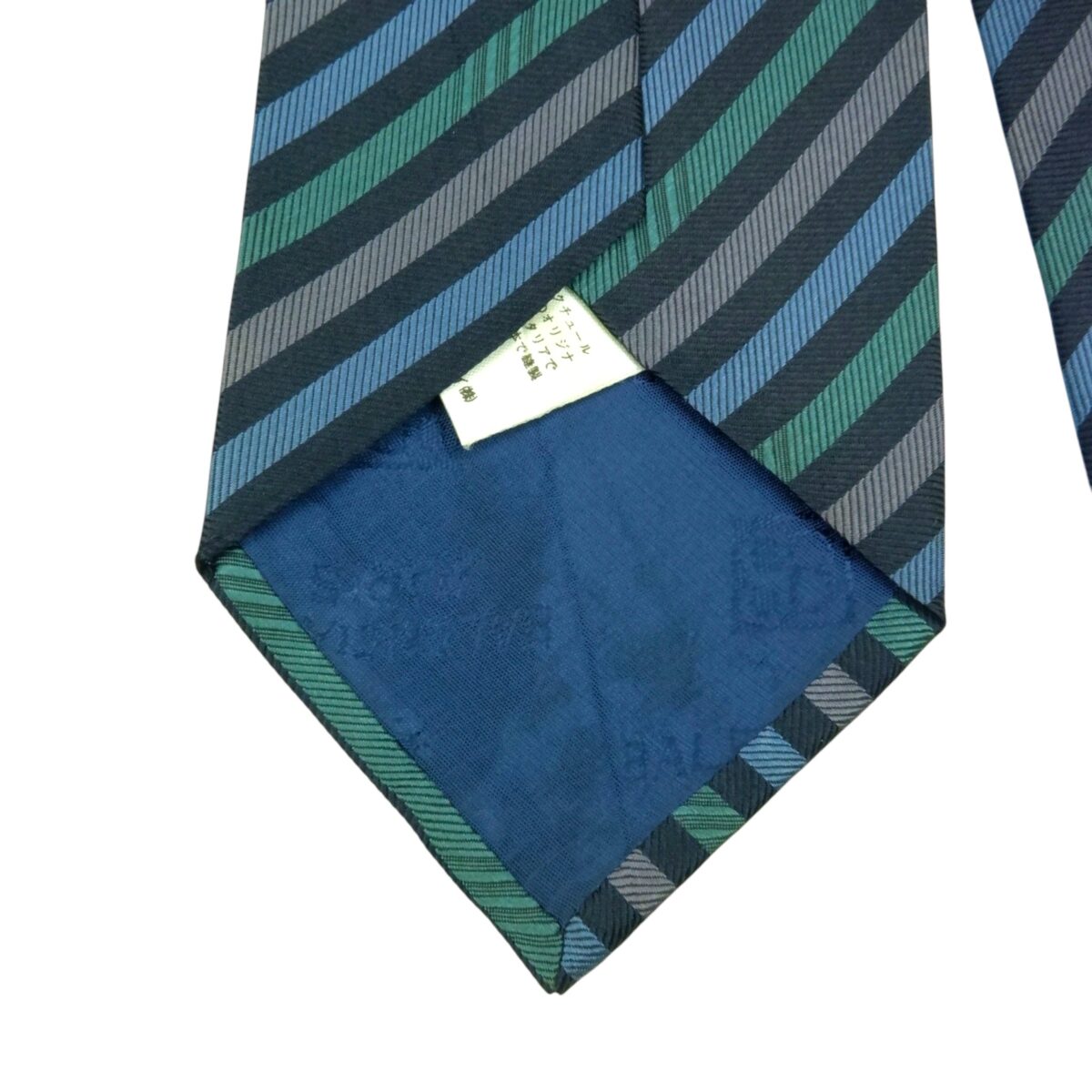 a15437 5 Balenciaga Tie Silk Navy Green Gray Stripe Japan (US Import Tax Included) มุมที่ 5