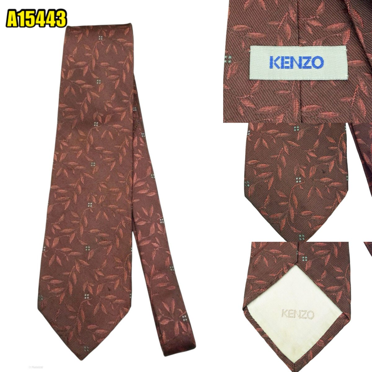 Kenzo Tie Silk Brown Leafy Vine Japan (US Import Tax Included) | mesabb clothing Kenzo Tie Silk Brown Leafy Vine Japan (US Import Tax Included) มุมที่ 1