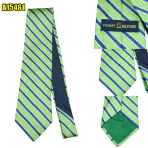 Tommy Hilfiger Tie Silk Green Blue Stripe USA (US Import Tax Included) มุมที่ 1