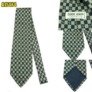 Giorgio Armani Tie Silk Black Gray Geometric Italy (US Import Tax Included) มุมที่ 1