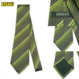 DKNY Tie Silk Olive Green Stripe Japan (US Import Tax Included) มุมที่ 1