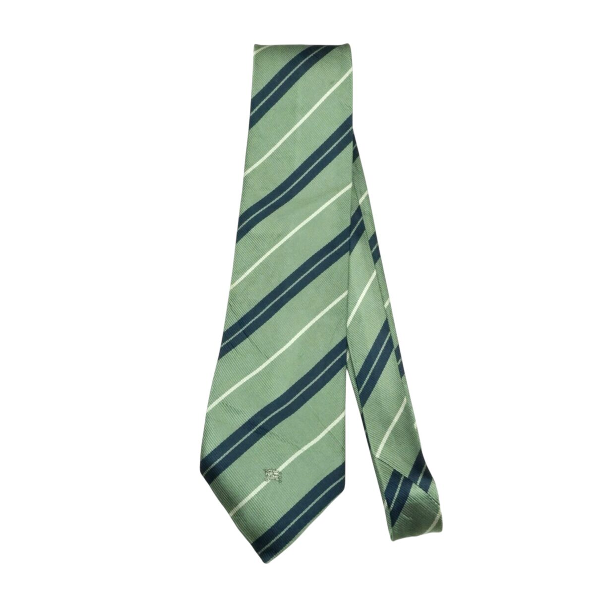 a15469 2 Burberry Tie Silk Light Green Blue Stripe (US Import Tax Included) มุมที่ 2