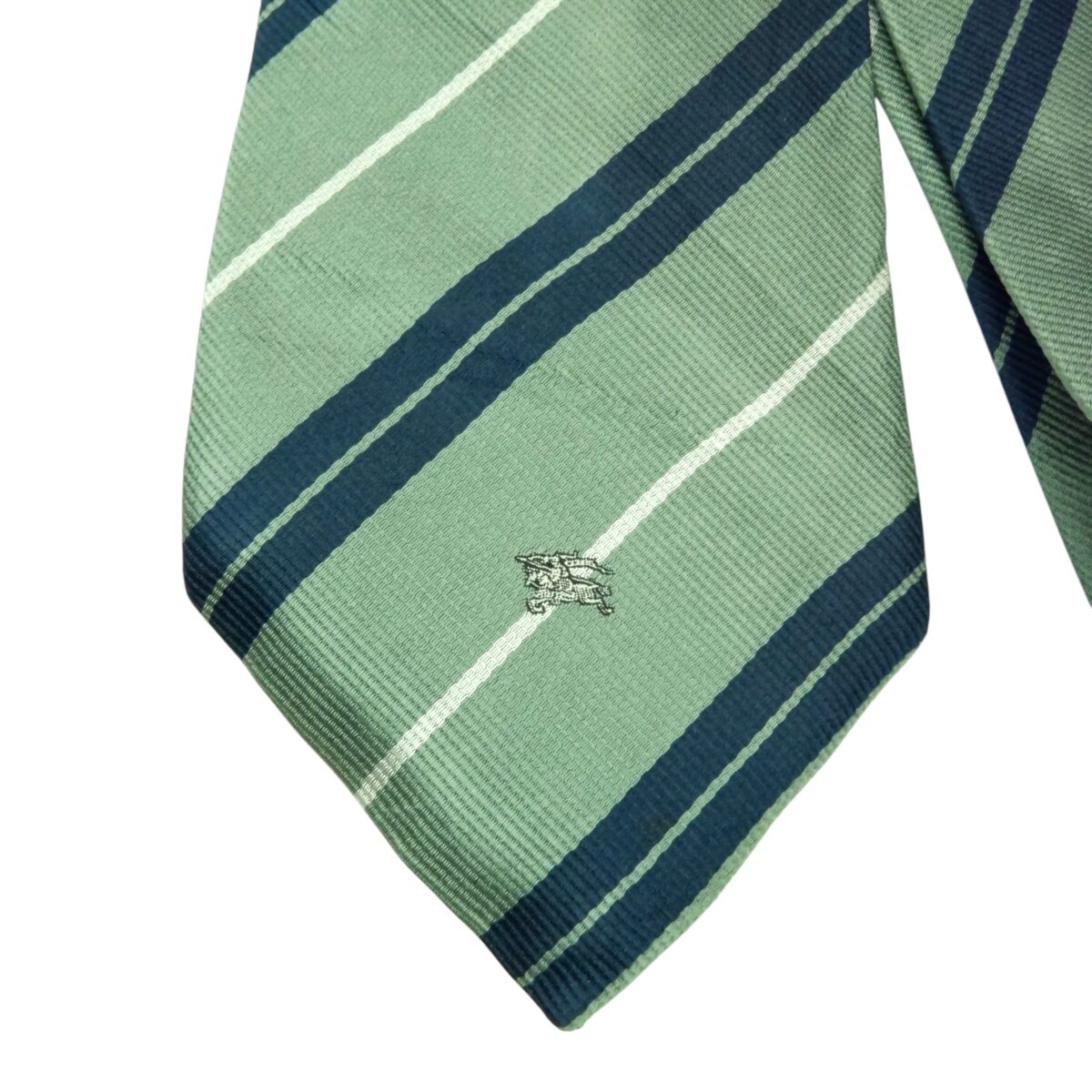 a15469 3 Burberry Tie Silk Light Green Blue Stripe (US Import Tax Included) มุมที่ 3