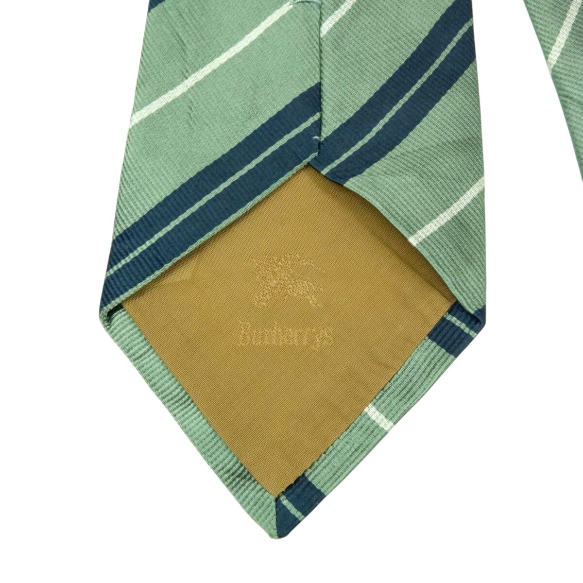 a15469 5 Burberry Tie Silk Light Green Blue Stripe (US Import Tax Included) มุมที่ 5