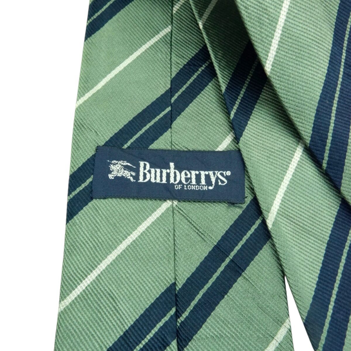 a15469 6 Burberry Tie Silk Light Green Blue Stripe (US Import Tax Included) มุมที่ 6