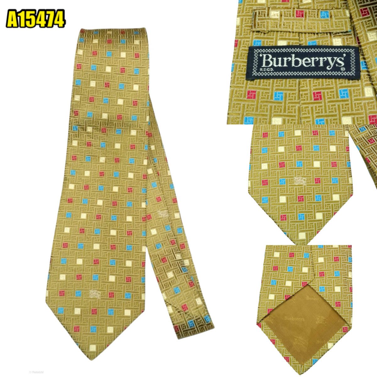 created by photogrid Burberry Tie Silk Brown Geometric Japan (US Import Tax Included) มุมที่ 1