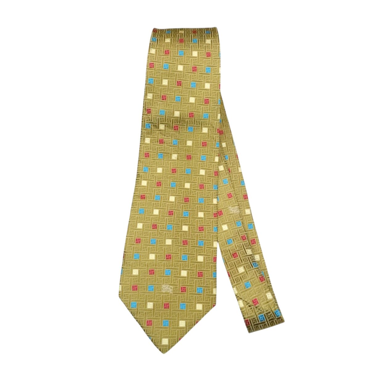 a15474 2 Burberry Tie Silk Brown Geometric Japan (US Import Tax Included) มุมที่ 2