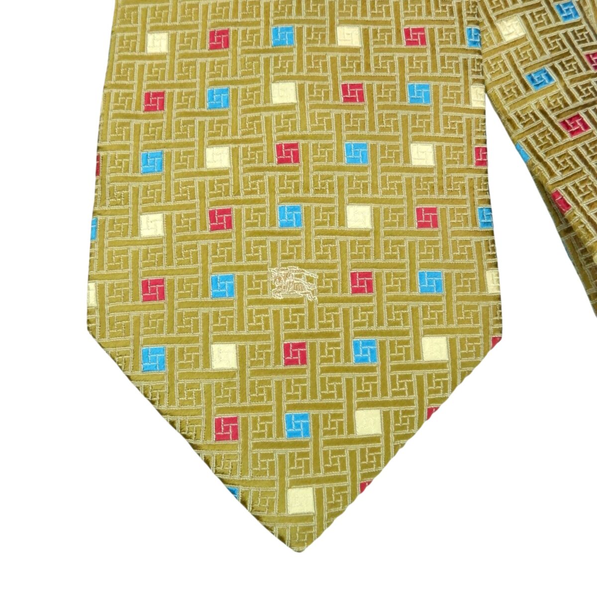 a15474 3 Burberry Tie Silk Brown Geometric Japan (US Import Tax Included) มุมที่ 3