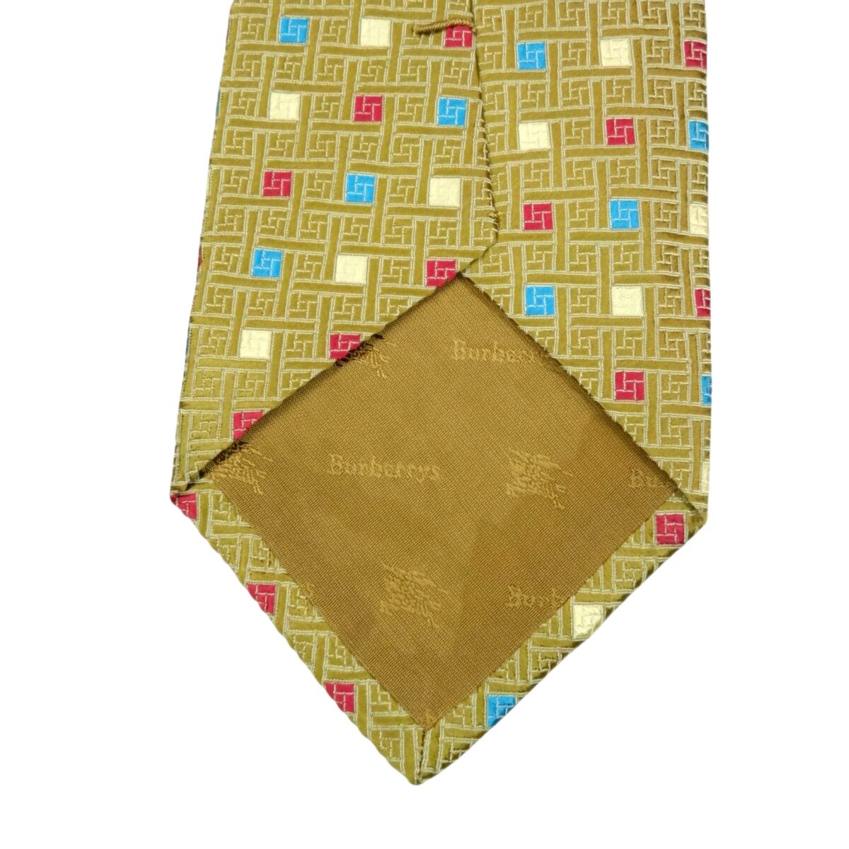 a15474 5 Burberry Tie Silk Brown Geometric Japan (US Import Tax Included) มุมที่ 5