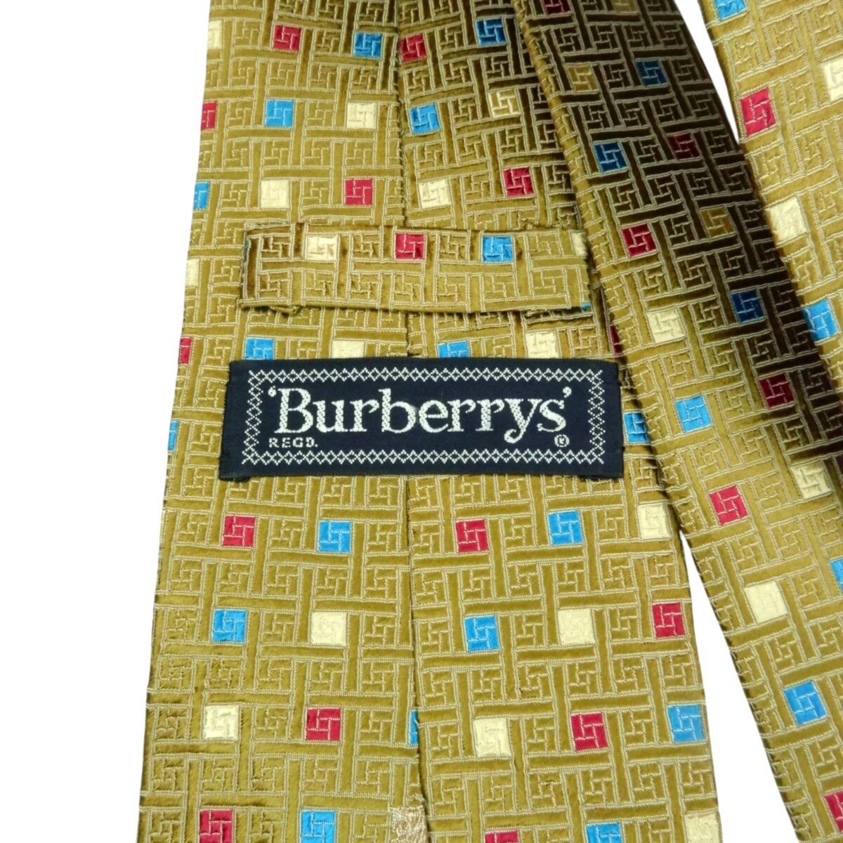 a15474 6 Burberry Tie Silk Brown Geometric Japan (US Import Tax Included) มุมที่ 6
