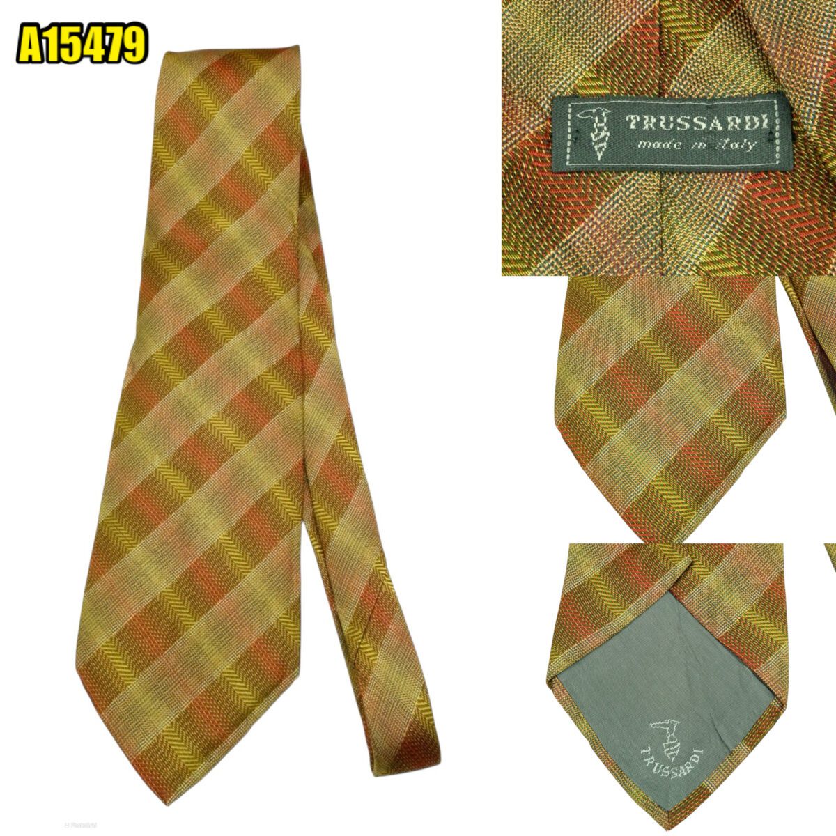Trussardi Tie Silk Brown Stripe Italy (US Import Tax Included) | mesabb clothing Trussardi Tie Silk Brown Stripe Italy (US Import Tax Included) มุมที่ 1