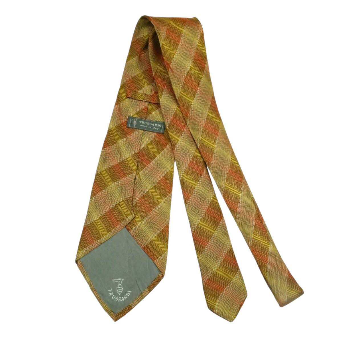 Trussardi Tie Silk Brown Stripe Italy (US Import Tax Included) | mesabb clothing Trussardi Tie Silk Brown Stripe Italy (US Import Tax Included) มุมที่ 4