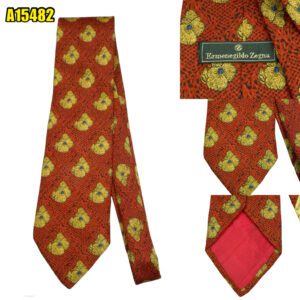 Ermenegildo Zegna Tie Silk Maroon Floral Italy (US Import Tax Included) มุมที่ 1