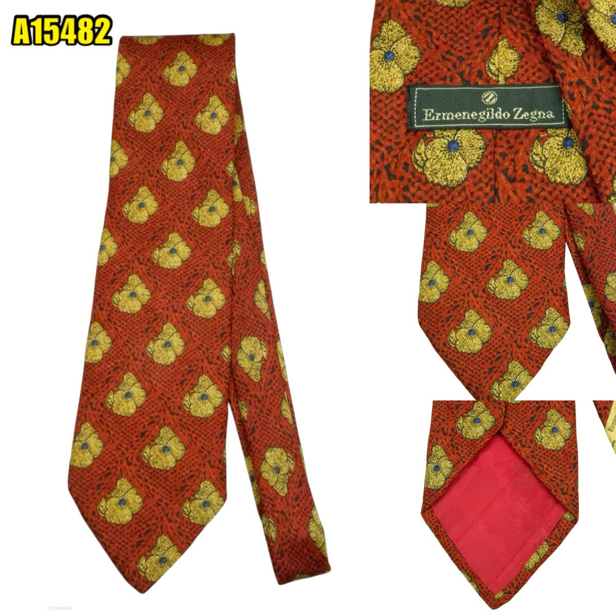 created by photogrid Ermenegildo Zegna Tie Silk Maroon Floral Italy (US Import Tax Included) มุมที่ 1