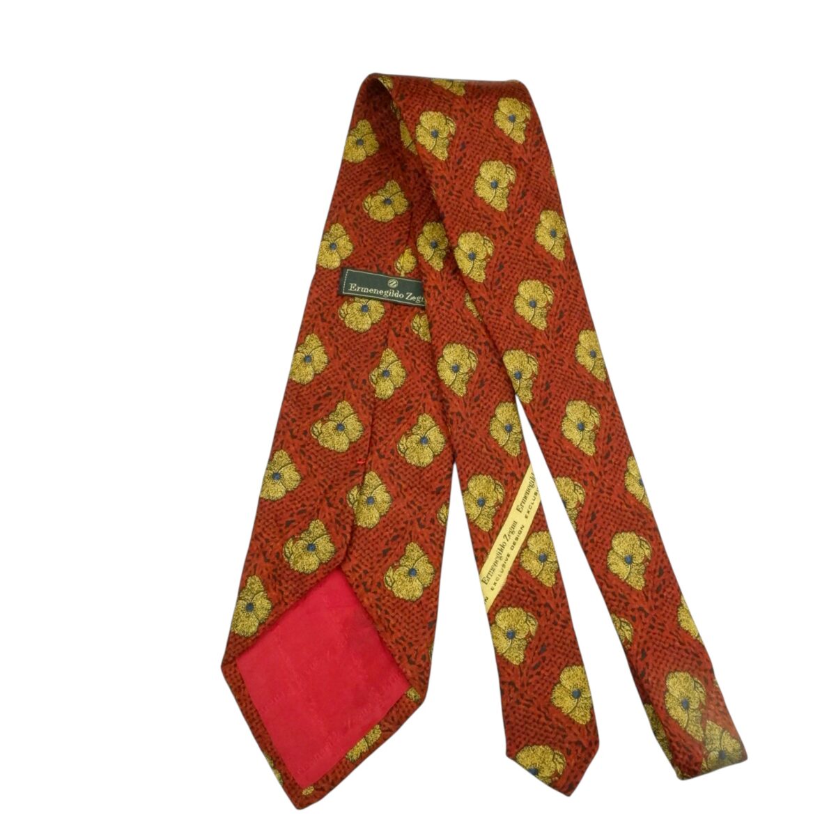 a15482 4 Ermenegildo Zegna Tie Silk Maroon Floral Italy (US Import Tax Included) มุมที่ 4